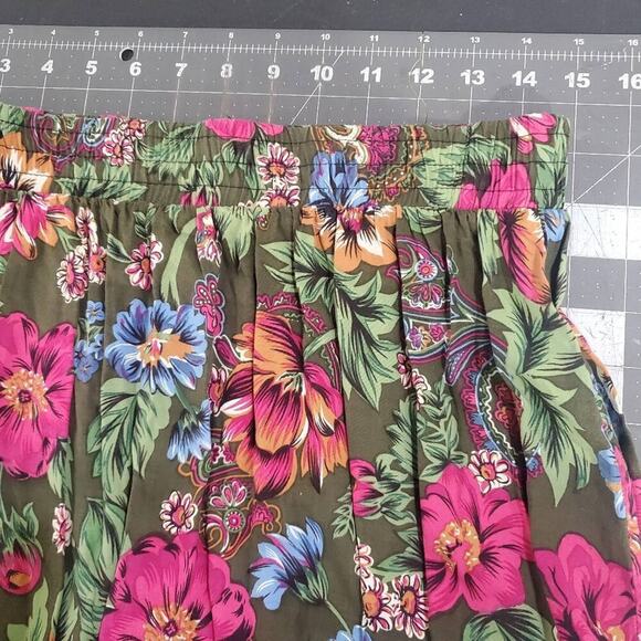 Vintage ML Sport Skirt Womens Size Small 80s Green Pink Floral Maxi Cottage boho - Picture 5 of 8